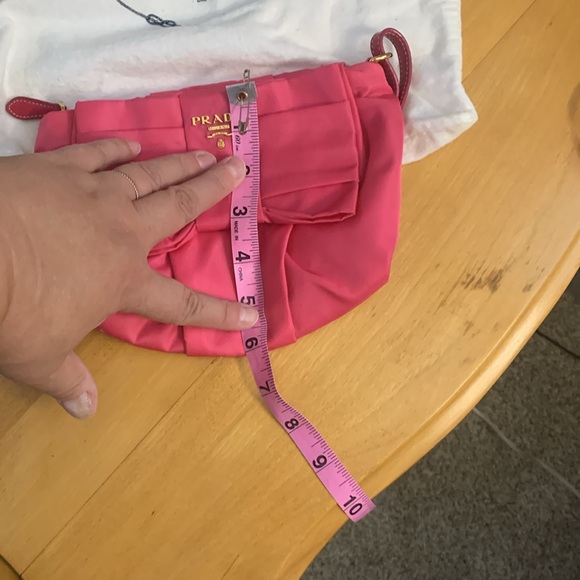 Prada Tessuto Nylon Fiocco Clutch Wristlet Pink Bow with dustcover EUC - Picture 10 of 13